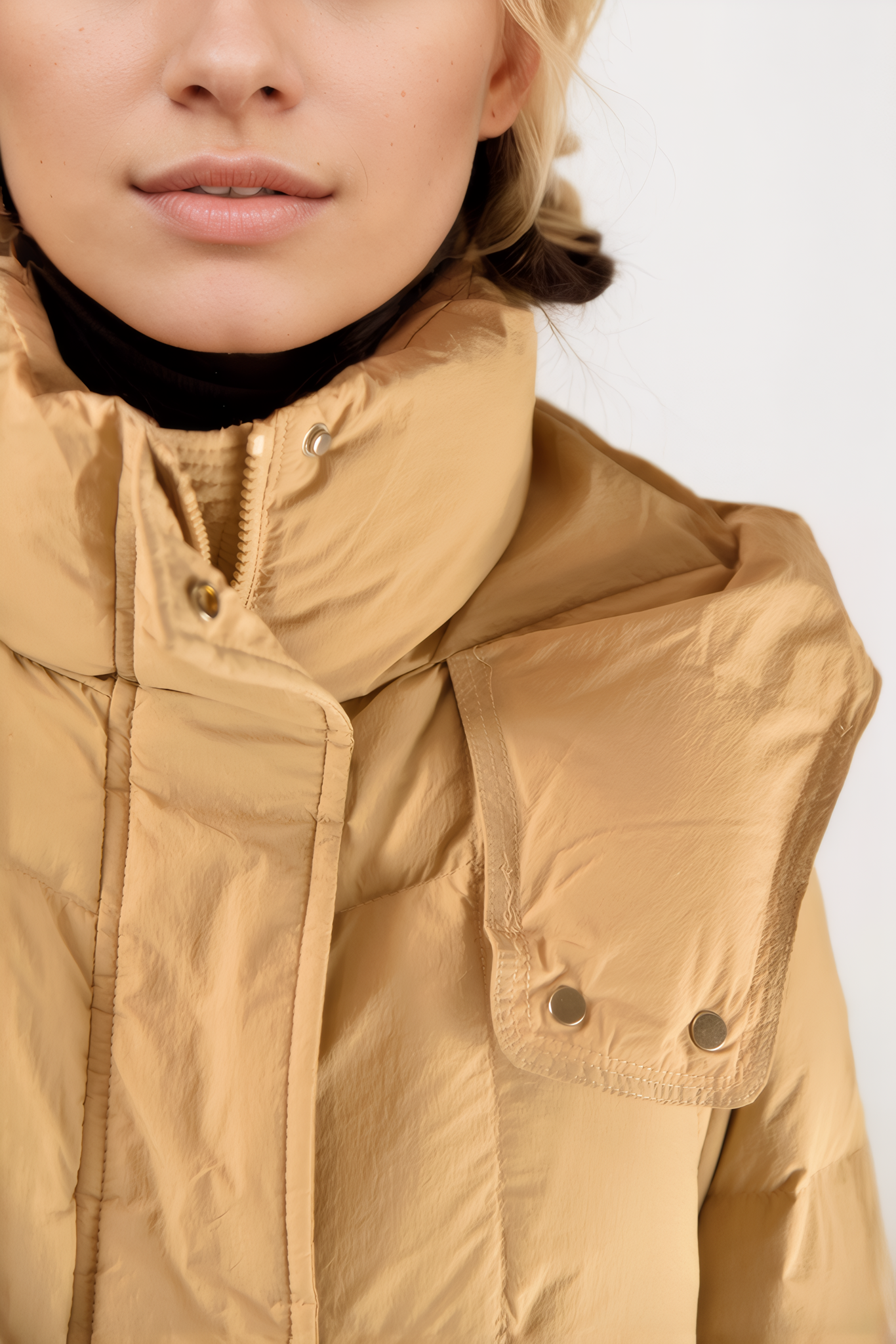 Pocket Bead Ultra-Long Down Jacket