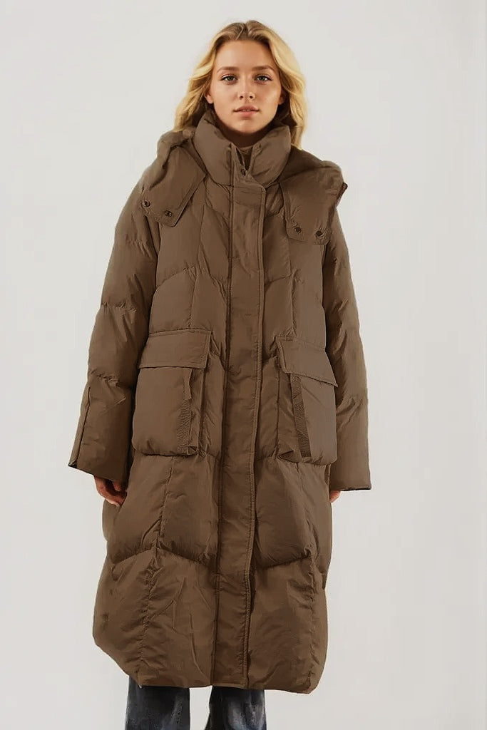 Pocket Bead Ultra-Long Down Jacket