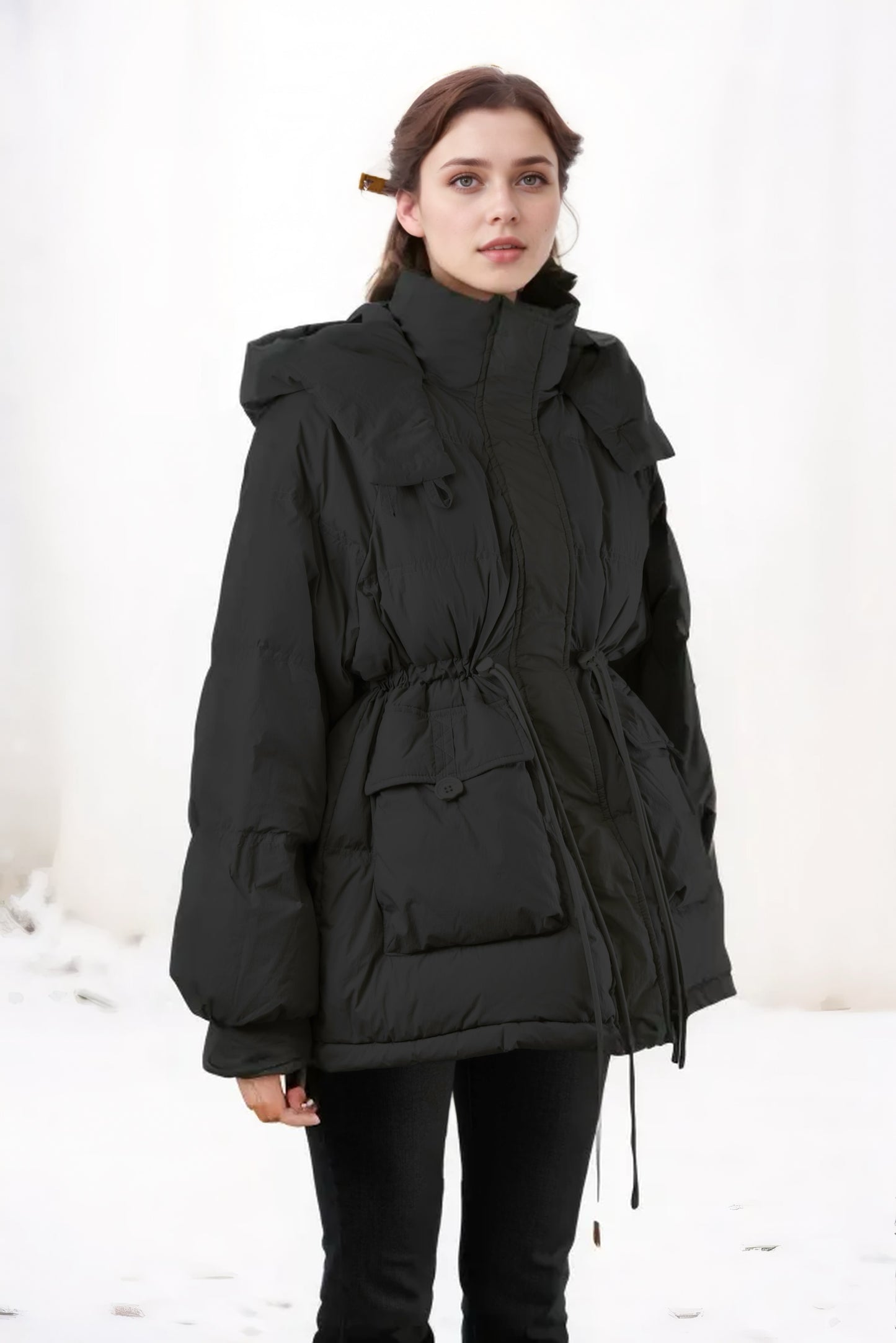 Drawstring Down Puffer Jacket