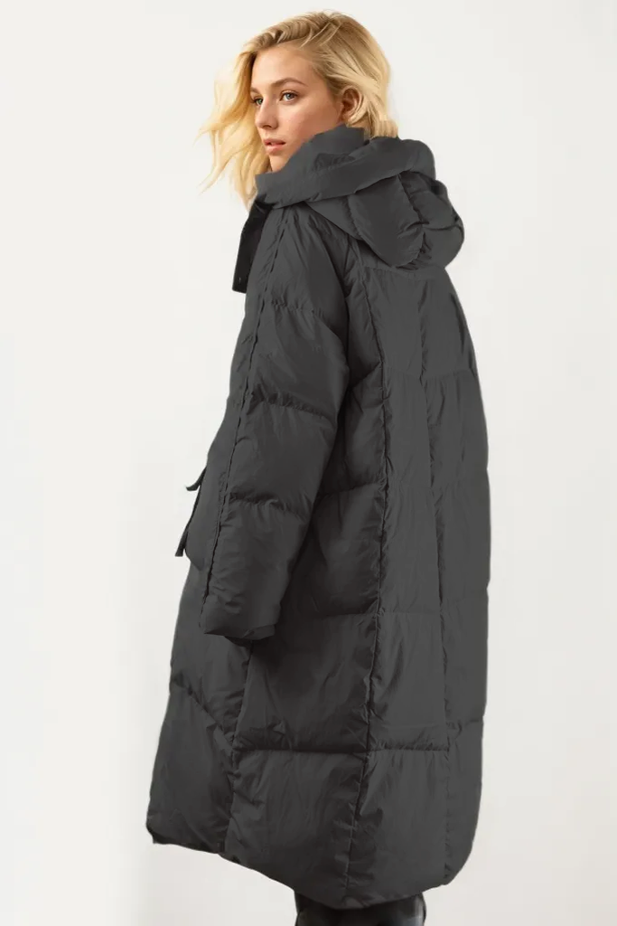 Pocket Bead Ultra-Long Down Jacket